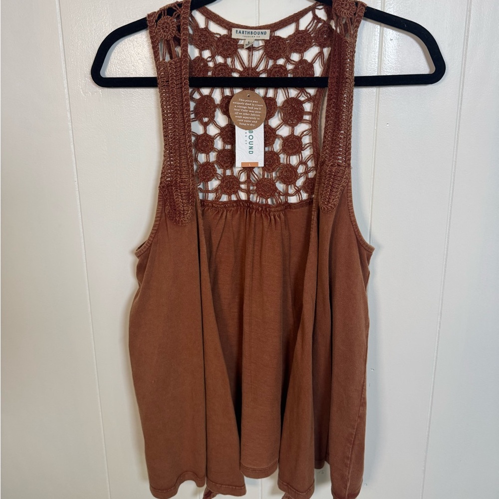 Earthbound Tan Crochet Tank Top